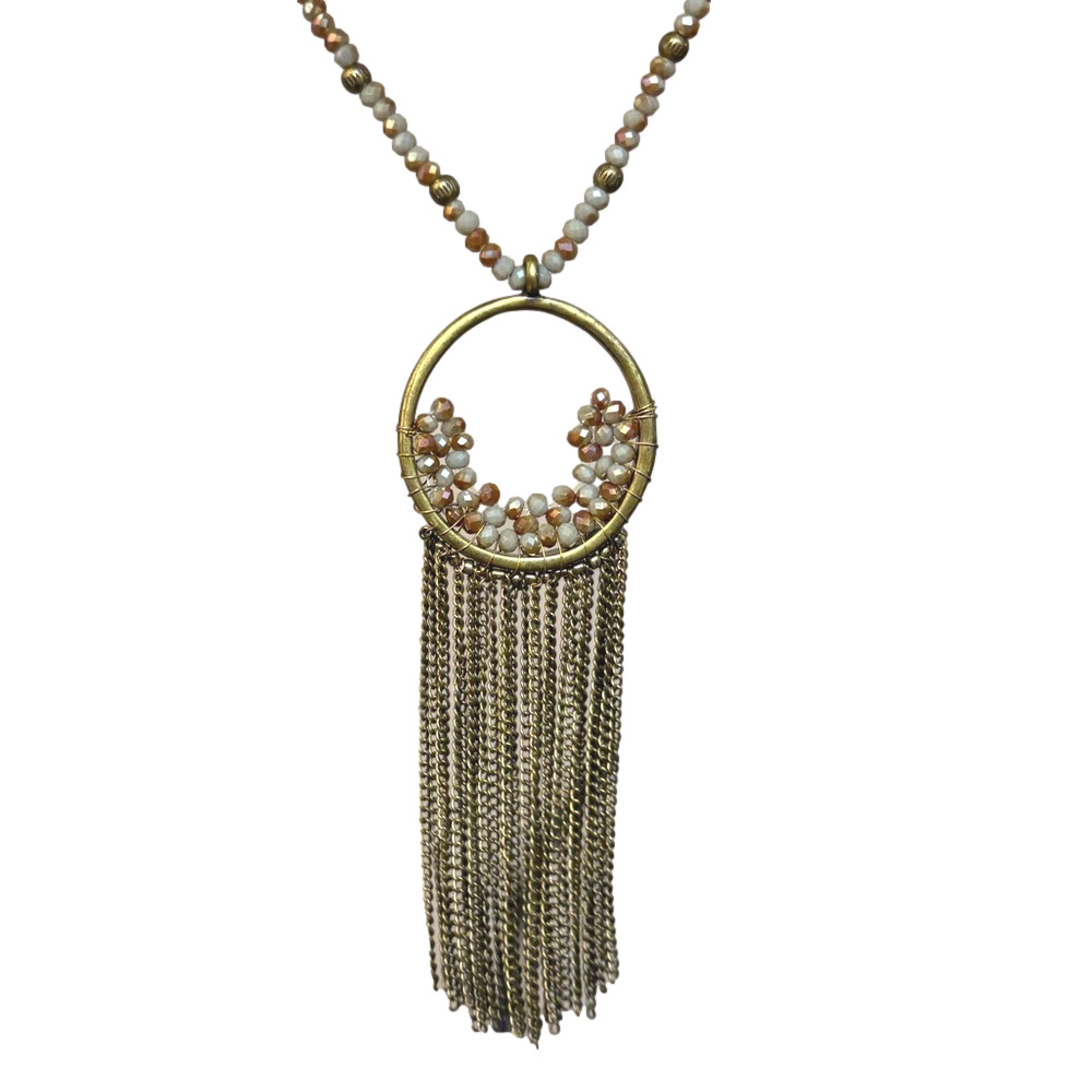 🦋2 For $50🦋Gold-Tone Beaded Circle Fringe Necklace